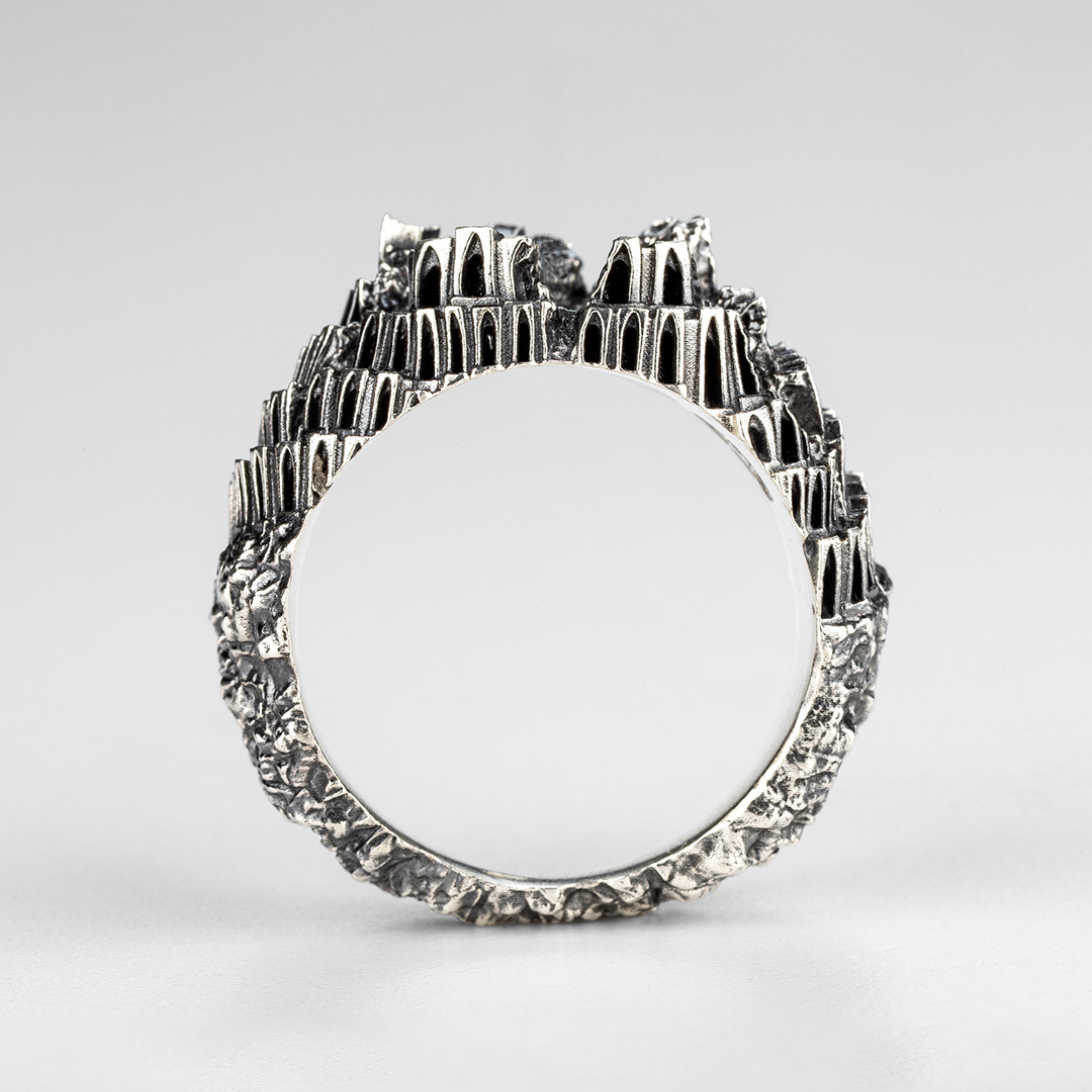 Babel Ring front view architectural jewelry