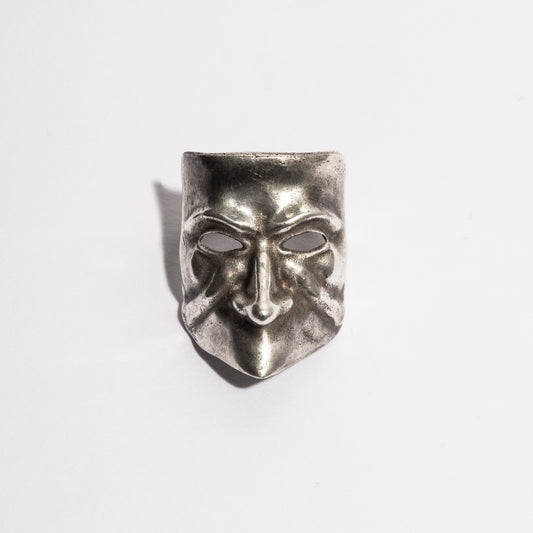 Beuta Ring by Sebamakes, handcrafted sterling silver ring inspired by the Venetian Carnival mask Beuta, gothic sculptural jewelry made in Italy.