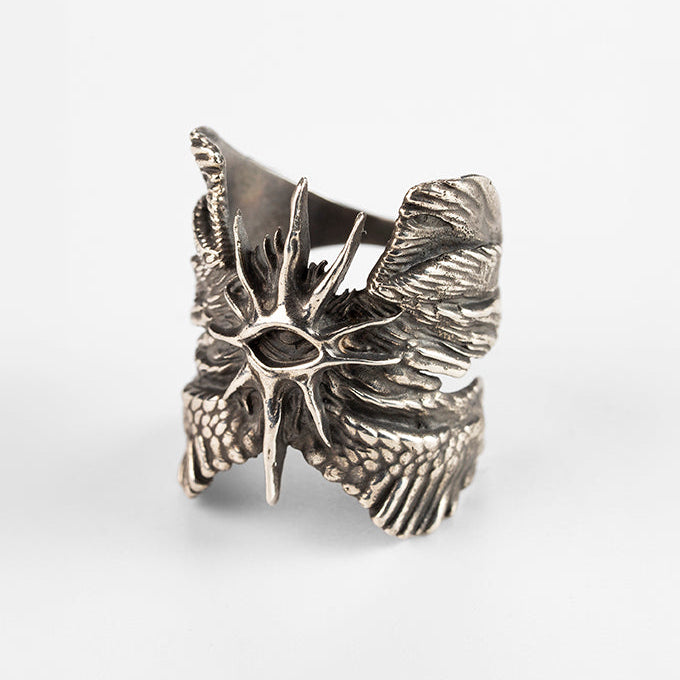 Cherub Ring, angled view showing the wing structure