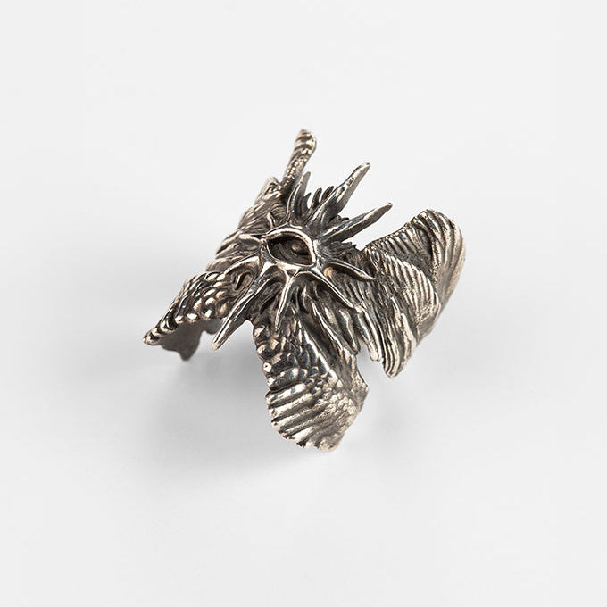 Cherub Ring, side profile in antiqued silver