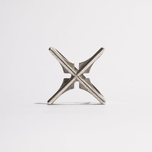 Cross Ring by Sebamakes, handcrafted sterling silver ring featuring a geometric cross design with architectural symmetry, made in Italy.