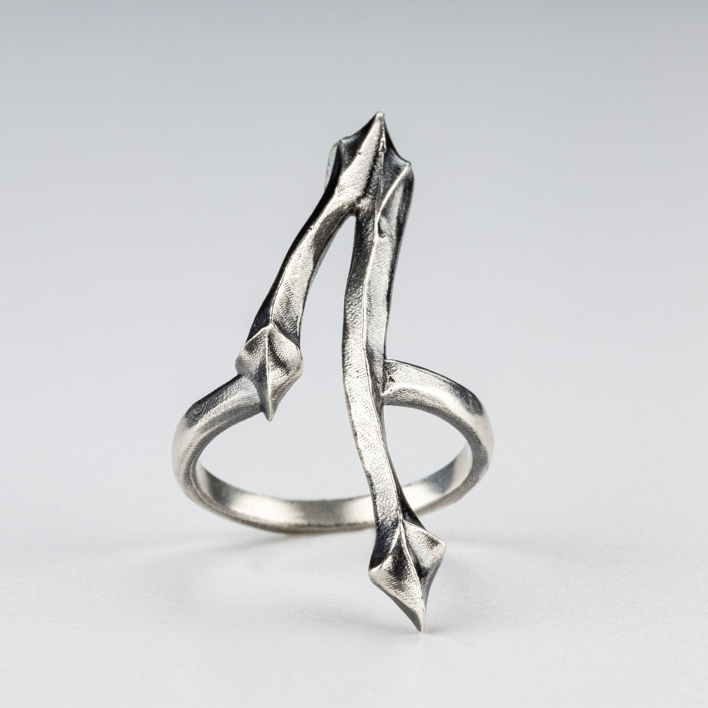 Angled view of the One Ring featuring raw gothic architectural details.