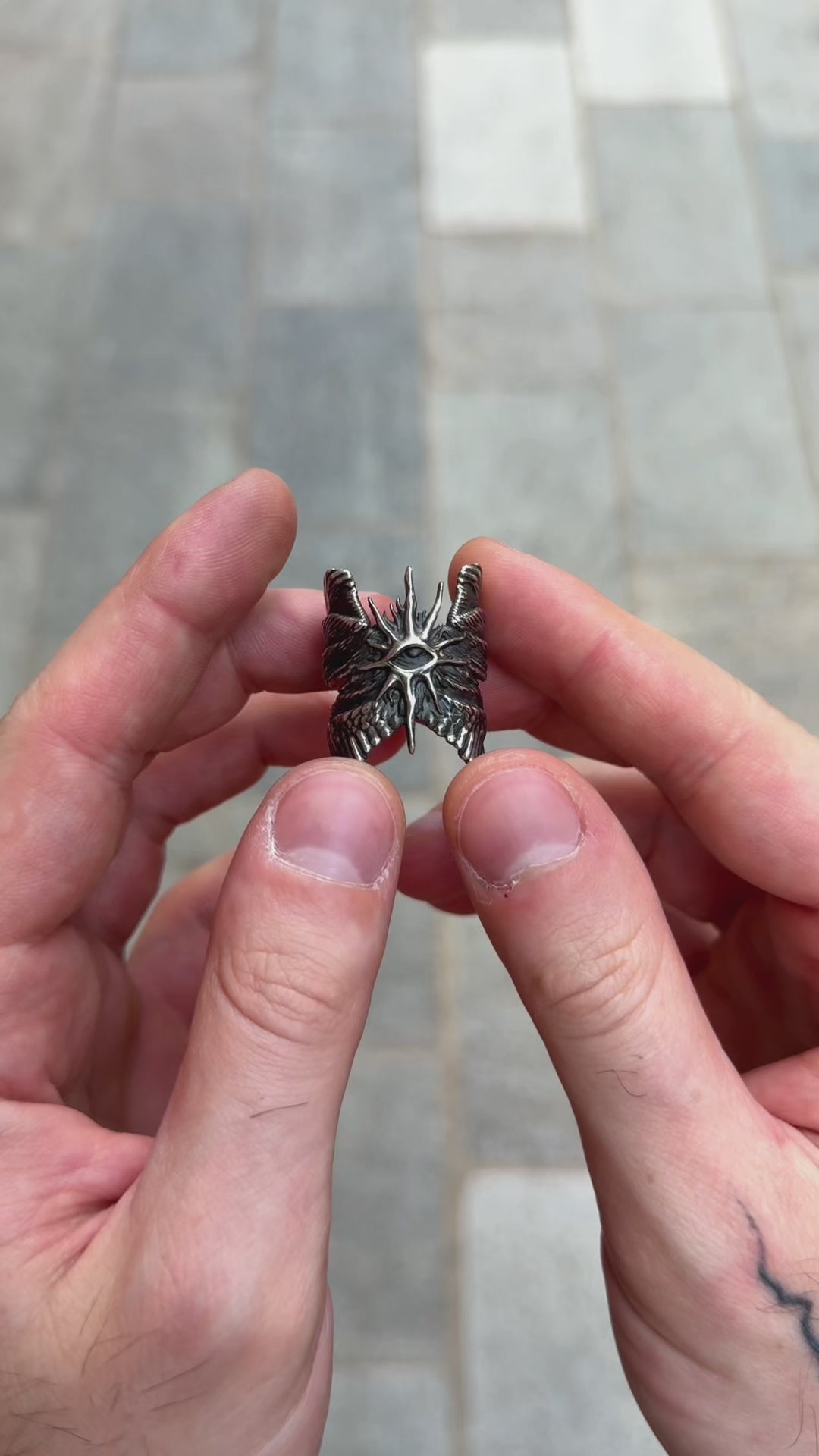 Video of the Cherub Ring in 925 sterling silver, first shown held in hand and then worn on the finger