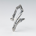 Gothic silver 2 Ring front view — handcrafted 925 sterling silver number ring